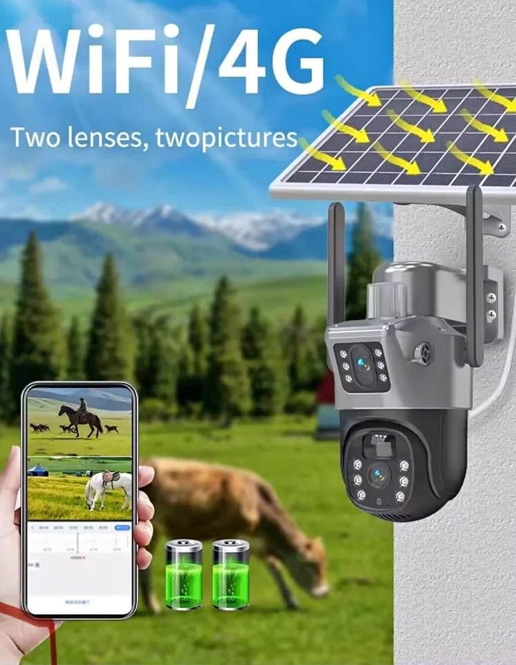 Cámara de seguridad Doble Lente con Panel Solar VCS09 LANTUN