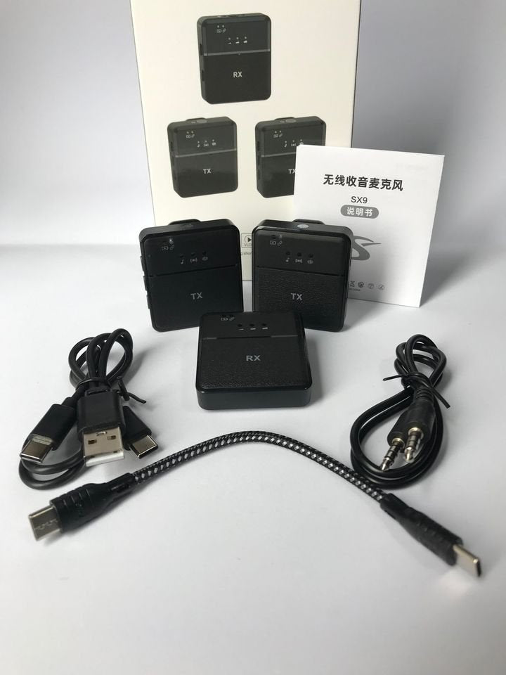 Micrófono inalámbrico solapero 2 en 1 Tipo C y Auxiliar Jack 3.5 mm Doble SX9