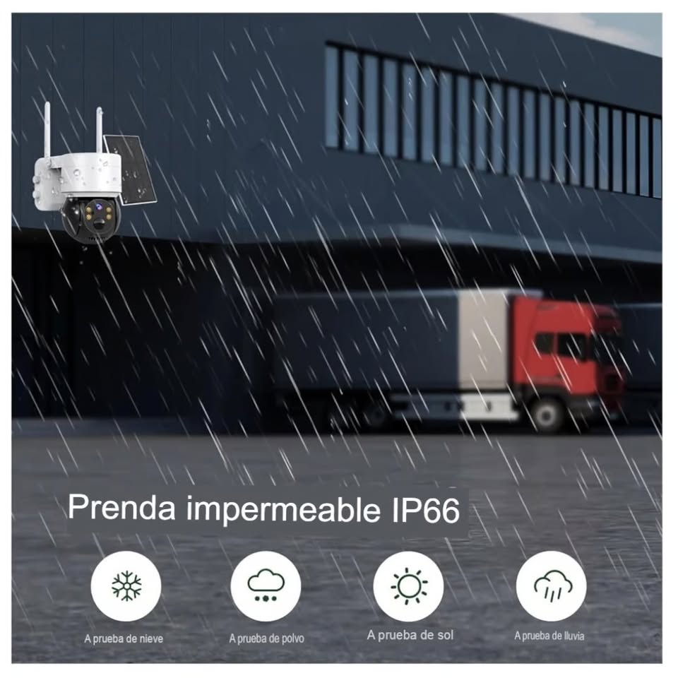 Cámara de Seguridad Wifi con Panel Solar para Exteriores con Alarma LANTUN-Q6