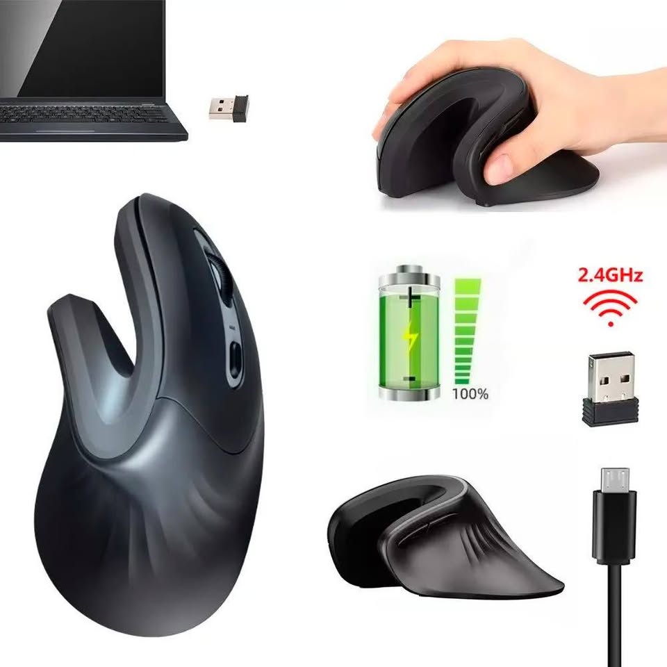 Mouse Inalambrico Ergonómico Vertical Recargable D6