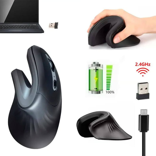 Mouse Inalambrico Ergonómico Vertical Recargable D6