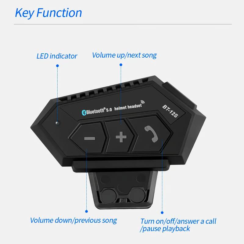 Auriculares Inalámbricos Bluetooth Para Casco Moto bt12