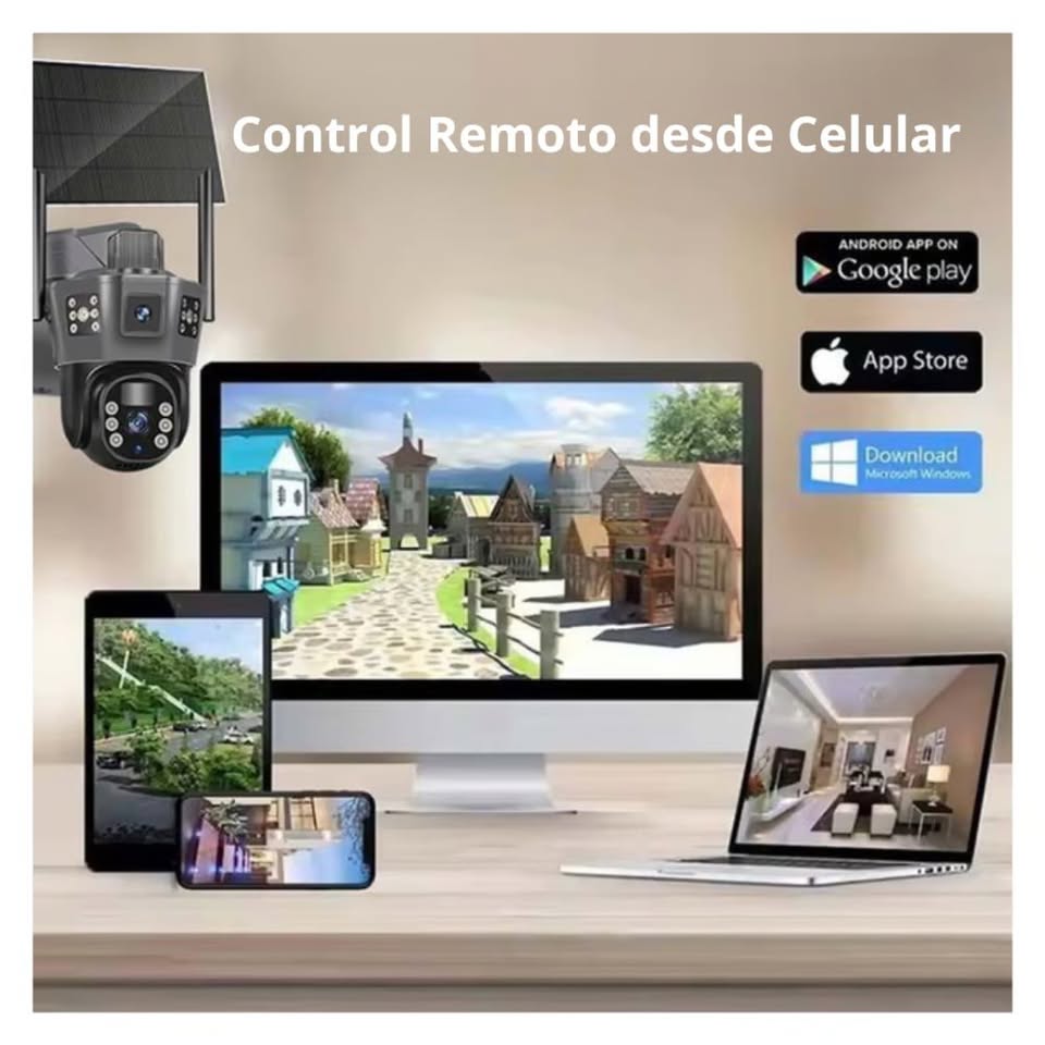Cámara De Seguridad DOBLE LENTE WIFI Exterior Con Panel solar VCS10