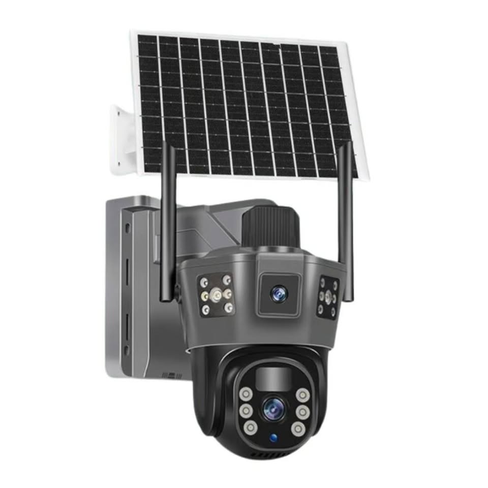 Cámara De Seguridad DOBLE LENTE WIFI Exterior Con Panel solar VCS10
