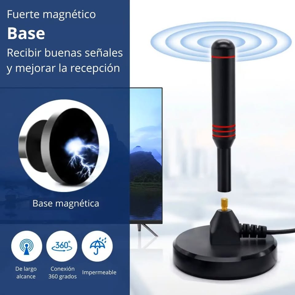 Antena Digital TV Full HD Señal 360º Base con Imán SEISA TX-T01