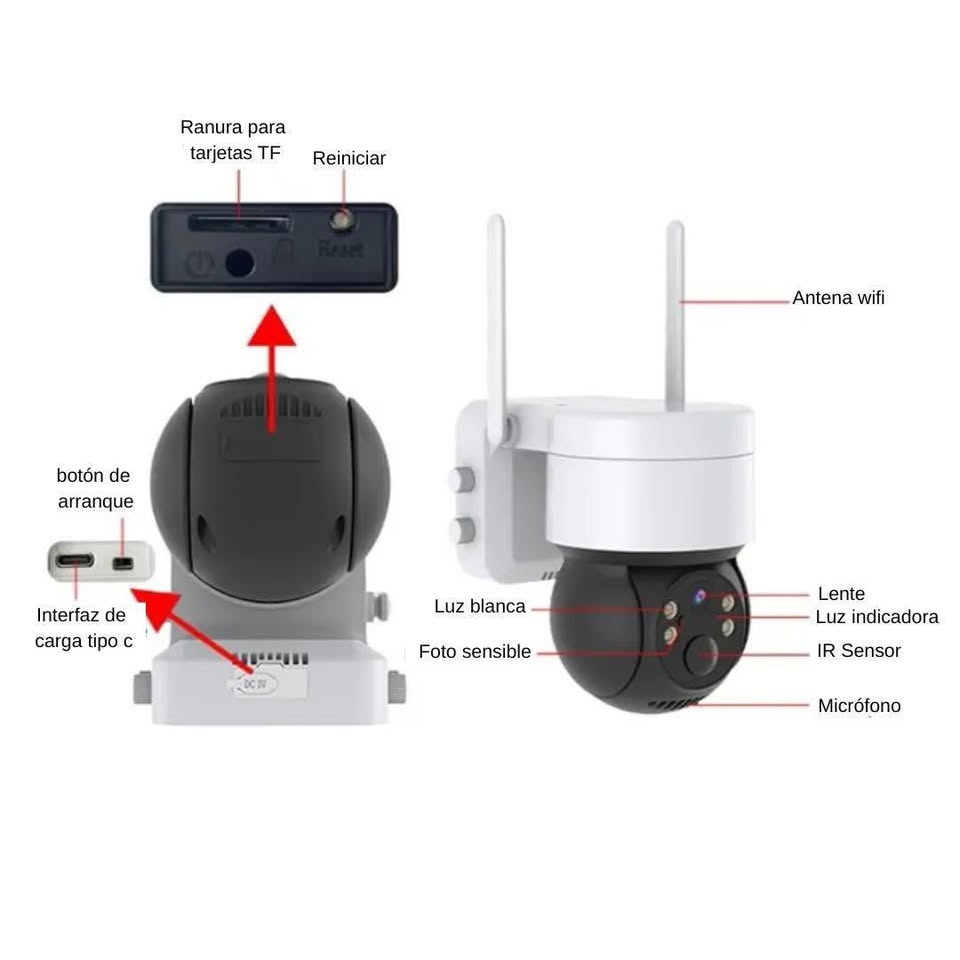 Cámara de Seguridad Wifi con Panel Solar para Exteriores con Alarma LANTUN-Q6