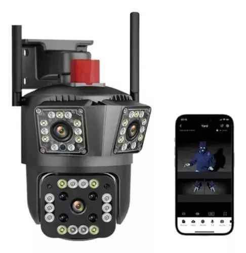 Cámara de Seguridad de 3 Lentes IP66 Wifi Sirena Visión Nocturna LANTUN