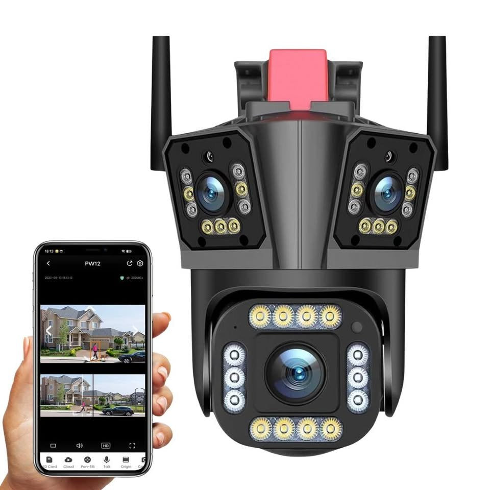 Cámara de Seguridad de 3 Lentes IP66 Wifi Sirena Visión Nocturna LANTUN
