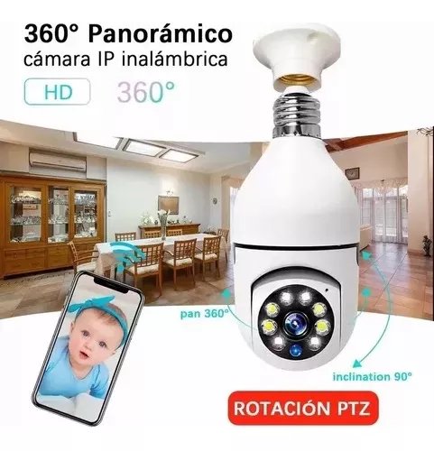 Cámara Foco Smart 360° de Seguridad Wifi con Visión Nocturna y Altavoz