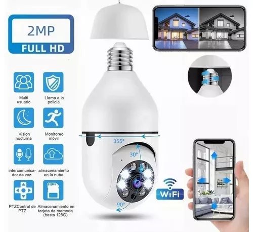 Cámara Foco Smart 360° de Seguridad Wifi con Visión Nocturna y Altavoz