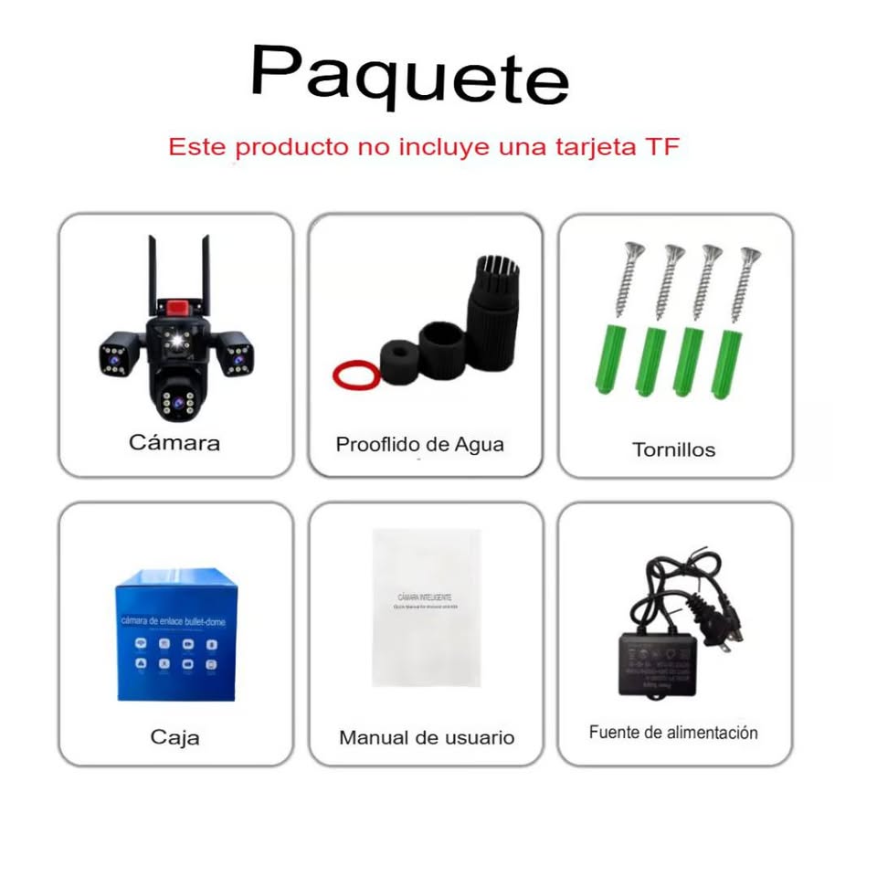 CÁMARA DE SEGURIDAD PULPO 3 LENTES FULL HD IPC-849 LINTERNA SIRENA