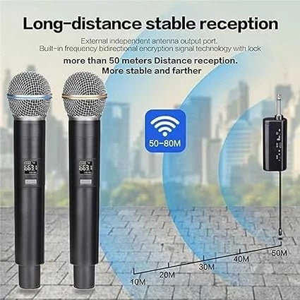 Micrófono Inalámbricos Recargables Dobles Karaoke Wireless UHF GE5-2