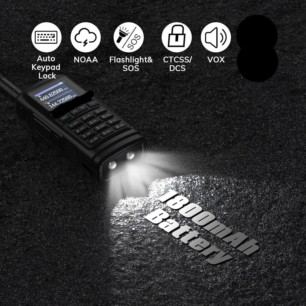Kit de Radios Walkie Talkie Portatil Pantalla Linterna Led Lantun UV-17PRO NEGRA