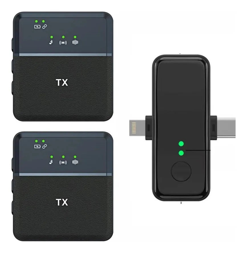 Micrófono Inalámbrico Solapero DUAL  3 en 1 Tipo C, iPhone y 3.5 mm SX31