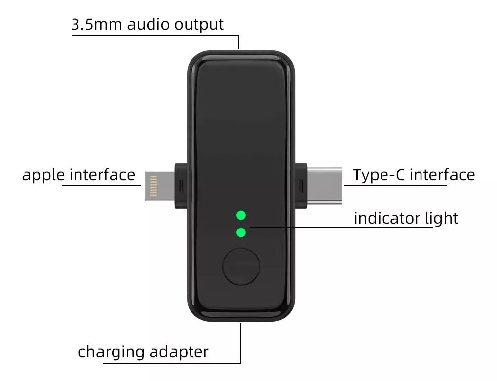 Micrófono Inalámbrico Solapero DUAL  3 en 1 Tipo C, iPhone y 3.5 mm SX31