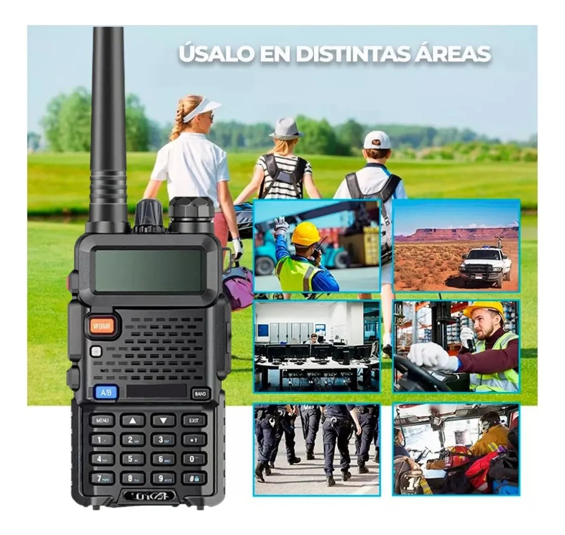 KIT DE Radios Walkie Talkie Con Pantalla UV-5R 2 Bandas 128 Canales