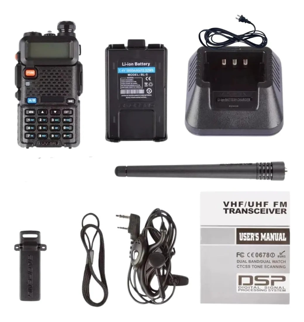 KIT DE Radios Walkie Talkie Con Pantalla UV-5R 2 Bandas 128 Canales