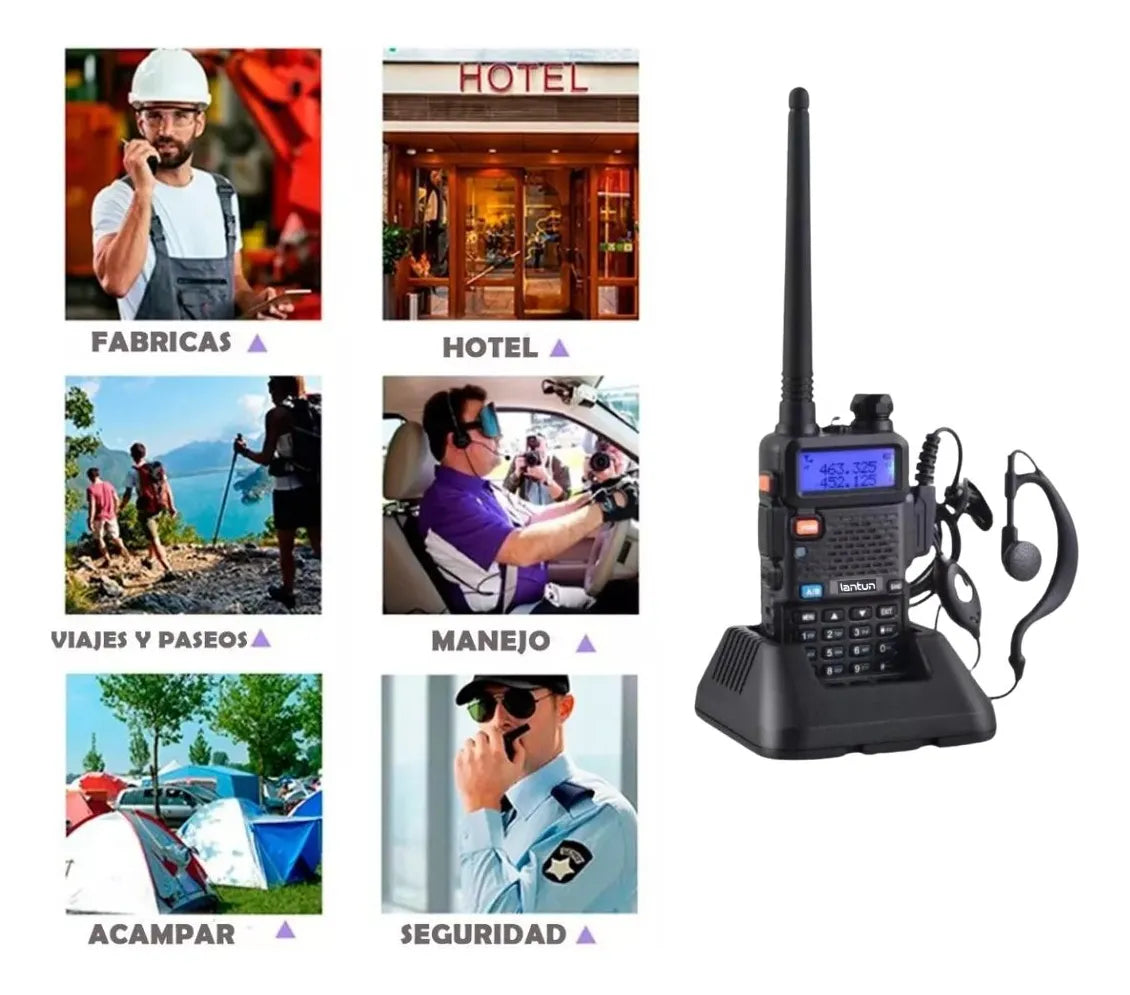 KIT DE Radios Walkie Talkie Con Pantalla UV-5R 2 Bandas 128 Canales