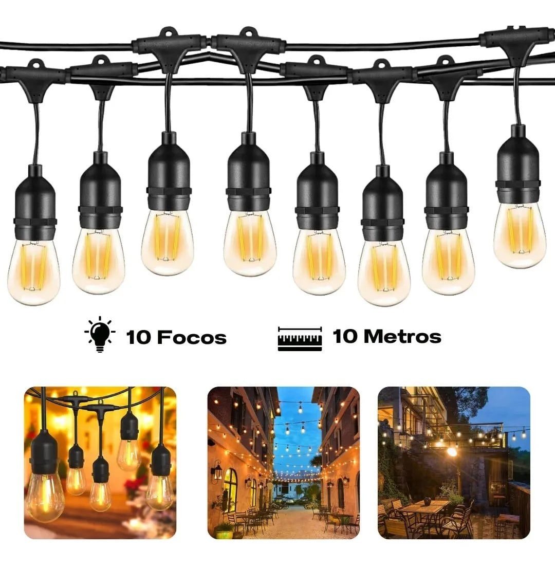 Guirnaldas Exterior Decoracion Jardin Terrazas Restaurantes 10 focos 10 Metros SD12023