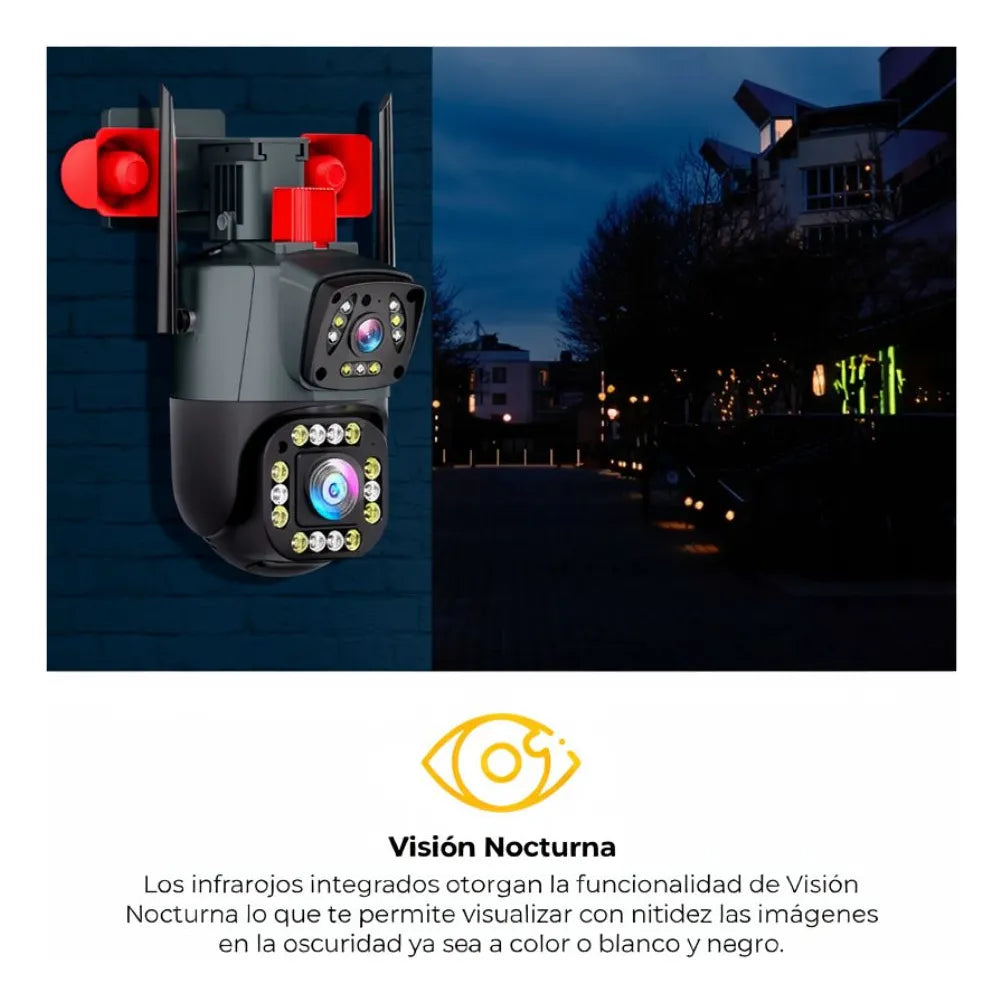 CAMARA WIFI 360° IP66 CON DOBLE LENTE Y DOBLE BOCINA - 830H-2W