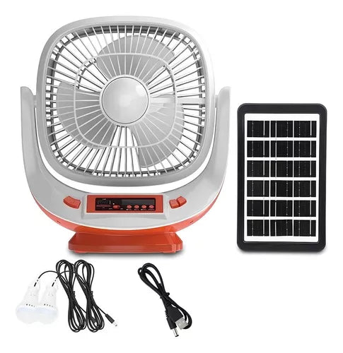 VENTILADOR SOLAR SEISA TYN-008BT 8"/USB/FM/BT/PARLANTE/2 LAMPARA 3W
