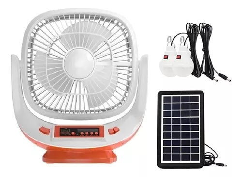 VENTILADOR SOLAR SEISA TYN-008BT 8"/USB/FM/BT/PARLANTE/2 LAMPARA 3W