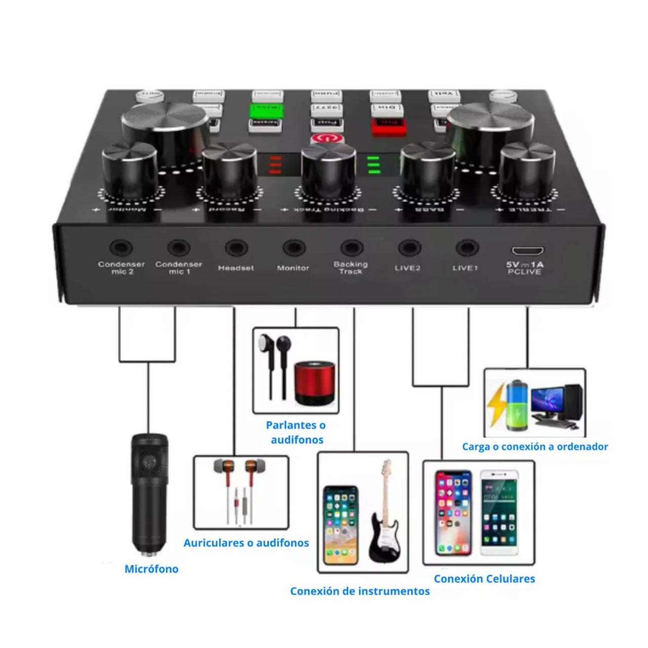 Consola de Sonido Mezcladora Equipo Poscast  XY-V8S