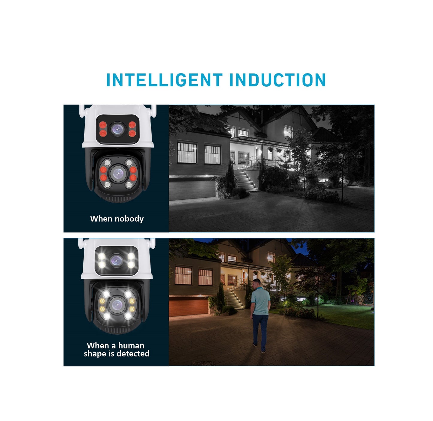 Cámara IP A28B Wifi Ptz Doble Lente 360 Exterior Sirenas Alarma