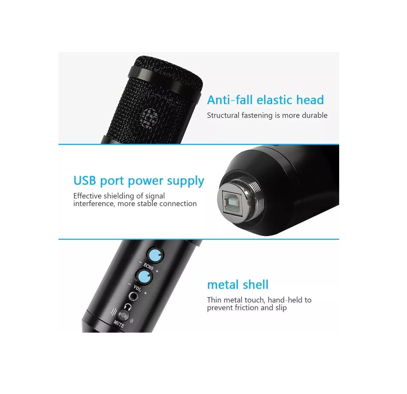 Micrófono Condensador Profesional USB Estudio de Grabación PC - BM-858BP