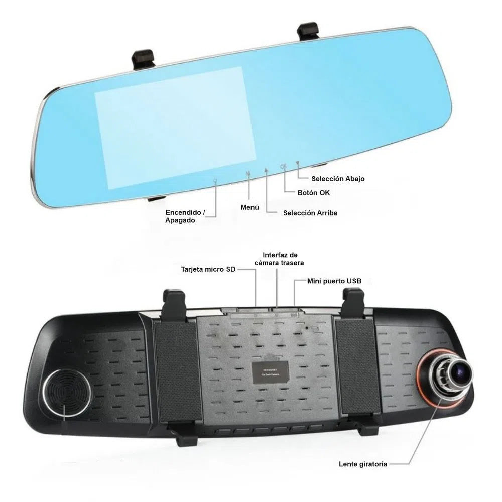 Espejo Retrovisor DVR CD-D3 con Cámara Doble Visión