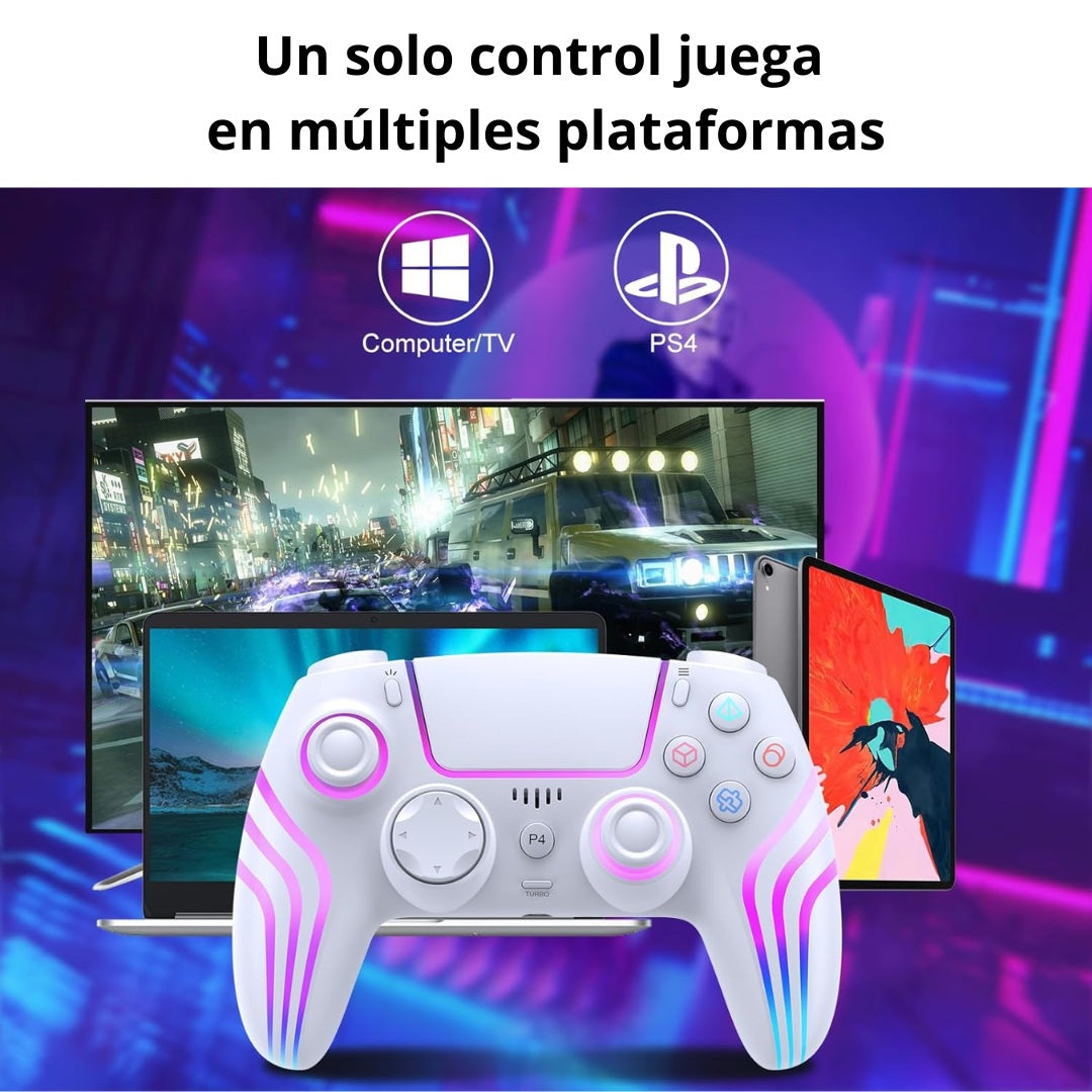 Mando PS4 Inalámbrico Negro con 4 Efectos de Luz SEISA SJ-4013B