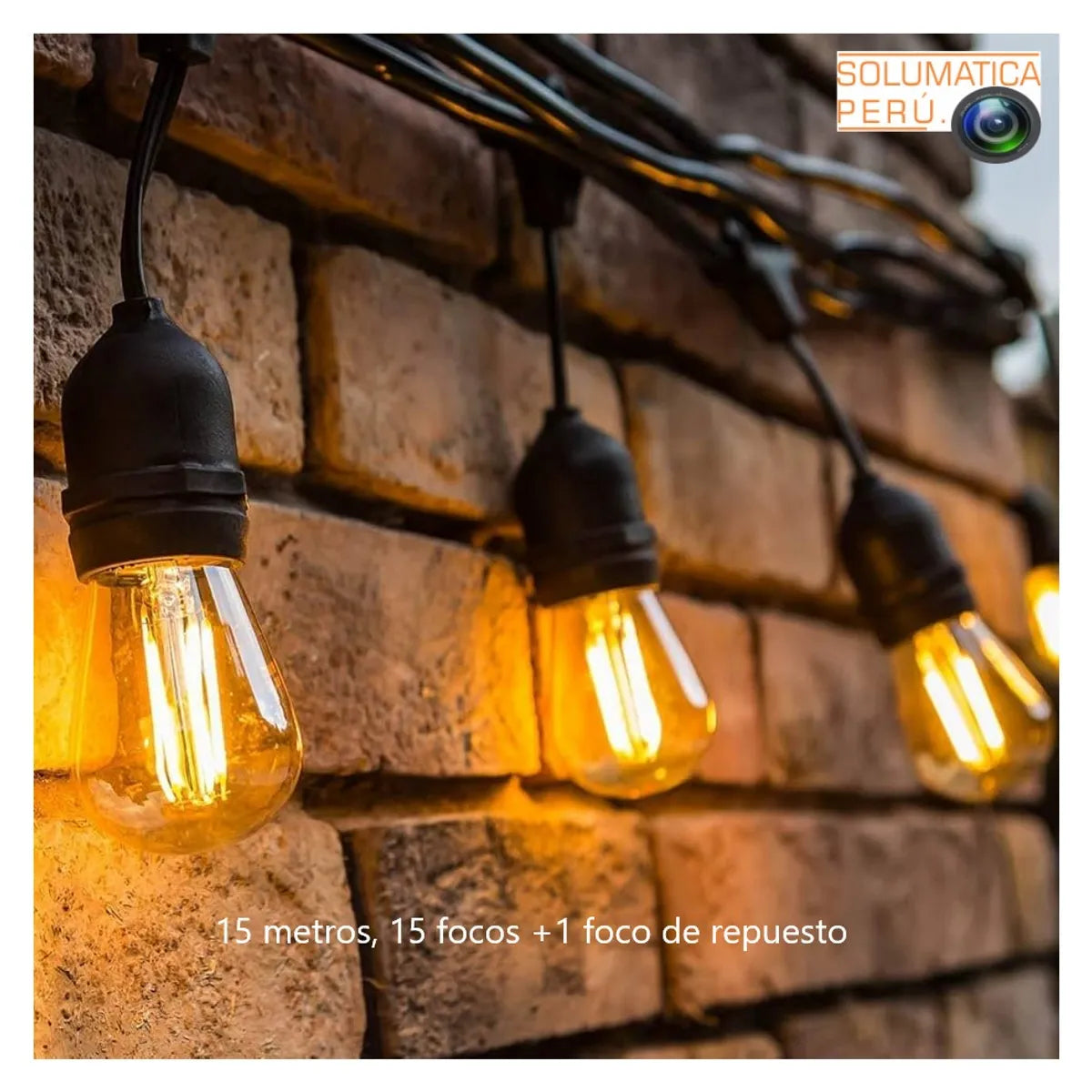 Guirnalda Led Vintage - 15 Metros 15 Focos - Jardin Fiestas - HCP094