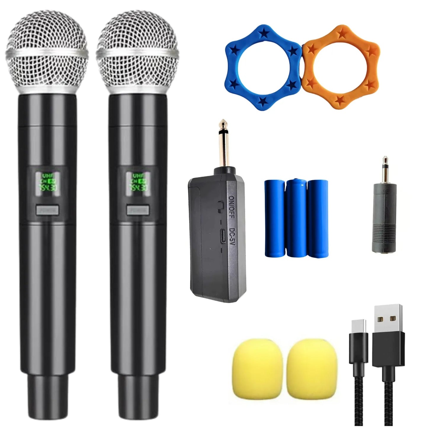Micrófono Inalámbricos Recargables Dobles Karaoke Wireless UHF GE5-2
