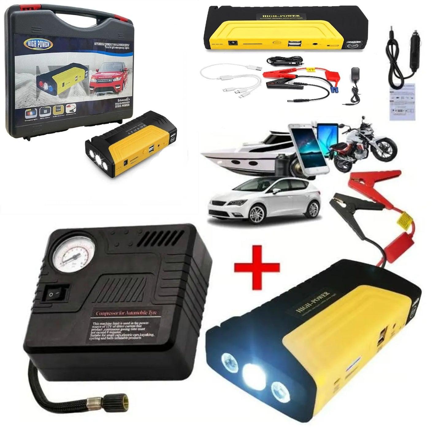 Kit Arrancador Bateria Auto Carro Recargable Power Bank 12v -12174