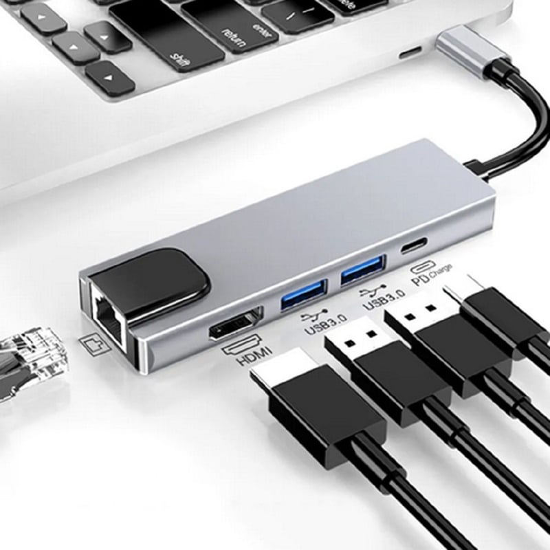 Adaptador HUB USB TIPO C 5 EN 1