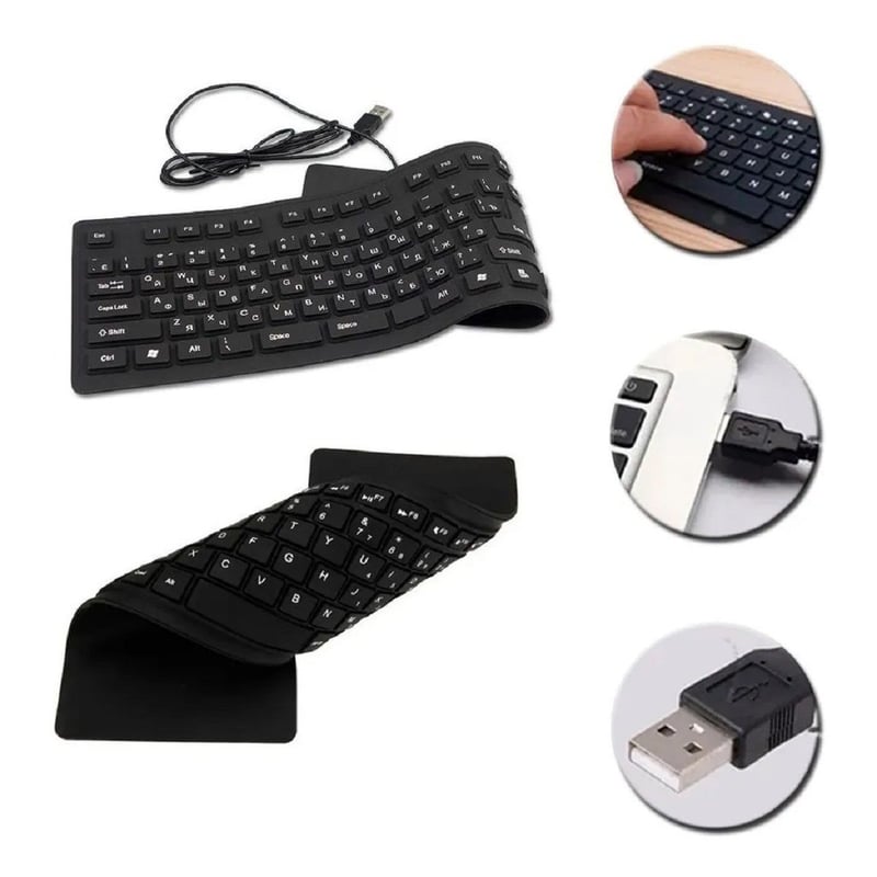 Teclado Flexible enrollable Impermeable-entrada Usb MOD ST-2021