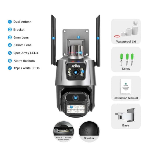 Cámara de seguridad Doble Lente WiFi 4MP - MOD: P11-QQ6 - App: iCSee