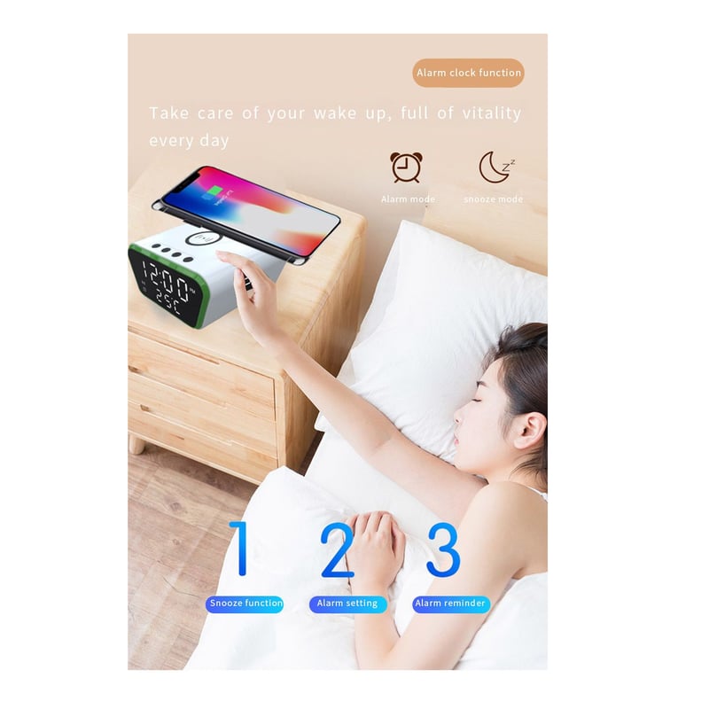 AY-21 Despertador Fecha Temperatura Cargador inalámbrico