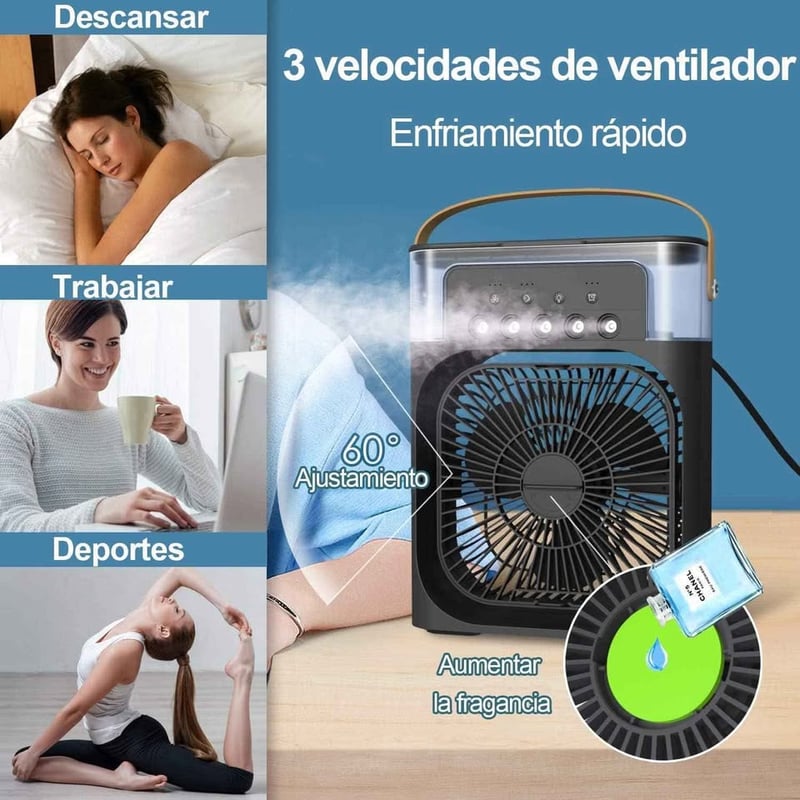 Ventilador humidificador eléctrico portátil 12256 - Negro