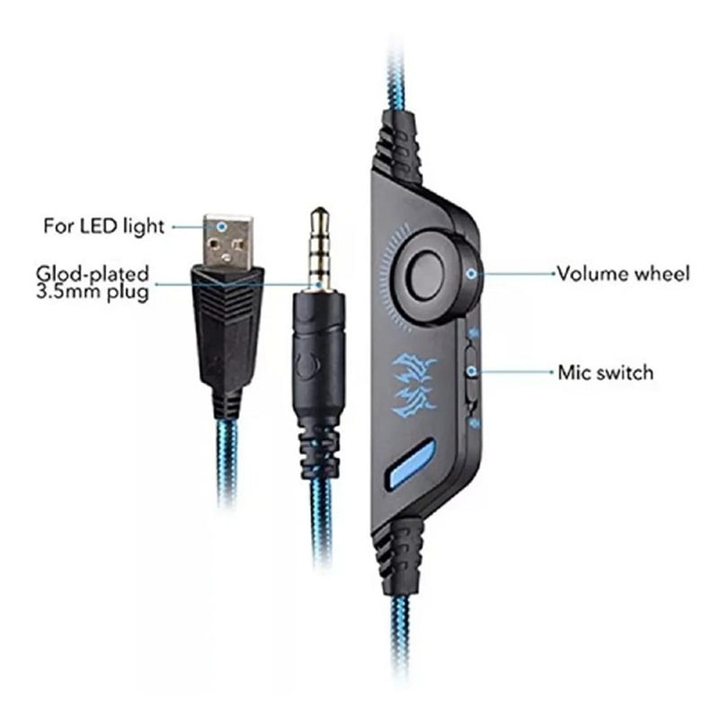 Audifono Gamer con luz Led Microfono G9000 Kotion Each