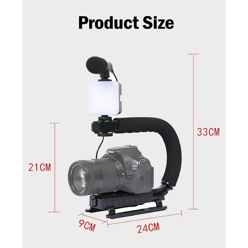 Soporte Estabilizador Celular- Cámara con Led Micrófono Control - MOD AY-49U
