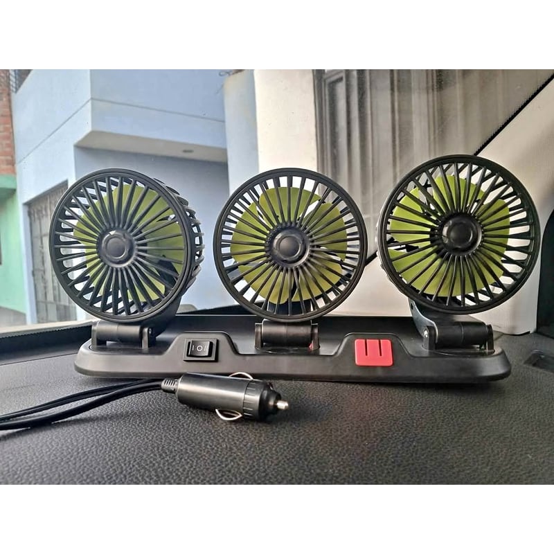 VENTILADOR TRIPLE DE AUTO GIRATORIO 360 MY7158 - VERDE