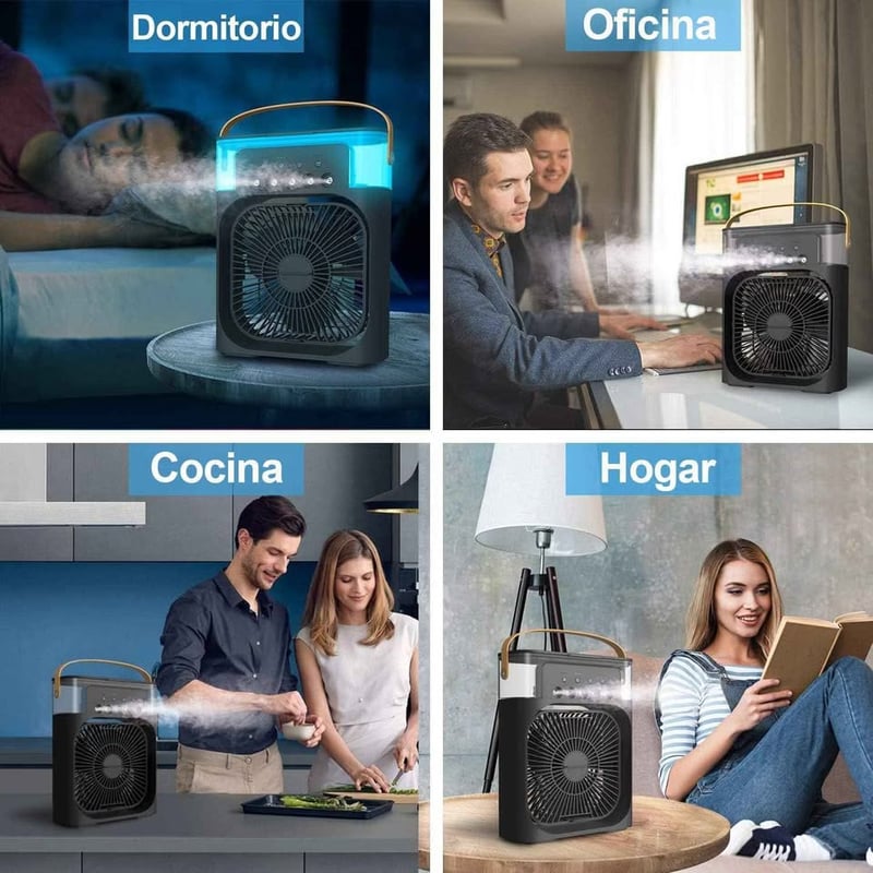 Ventilador humidificador eléctrico portátil 12256 - Negro