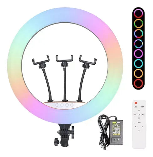 Aro De Luz 45 Cm Rgb Led Trípode Profesional Control Remoto Color De La Estructura Negro - HX-MJ45