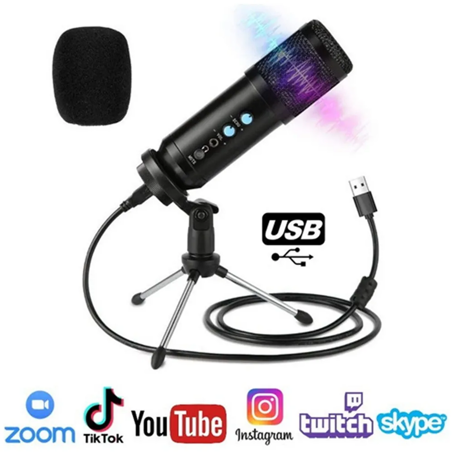 Micrófono Condensador Profesional USB Estudio de Grabación PC - BM-858BP