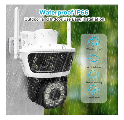 Cámara De Seguridad TRIPLE LENTE Exterior Giratorio 7MP - 855F-4W - App: IPC360 Home