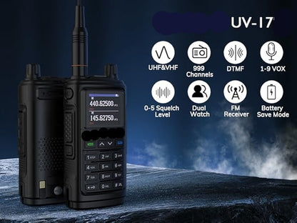 Kit de Radios Walkie Talkie Portátil Pantalla Linterna Led Lantun PRO NEGRA MOD UV-17