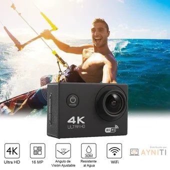 Cámara Deportiva de acción 4k 16 Mp Wifi Acuático Deportes Videos Color Plateado MOD SQ-Y02