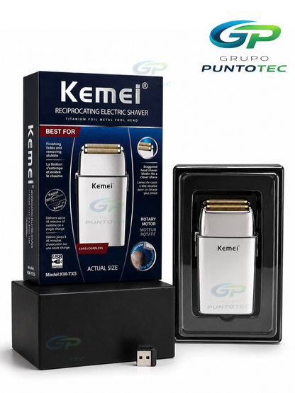 KEMEI RECHARGEABLE SILVER SHAVER - MOD: KM-TX5