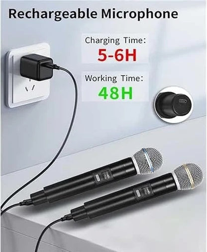 Micrófono Inalámbricos Recargables Dobles Karaoke Wireless UHF - MOD: GE5-2